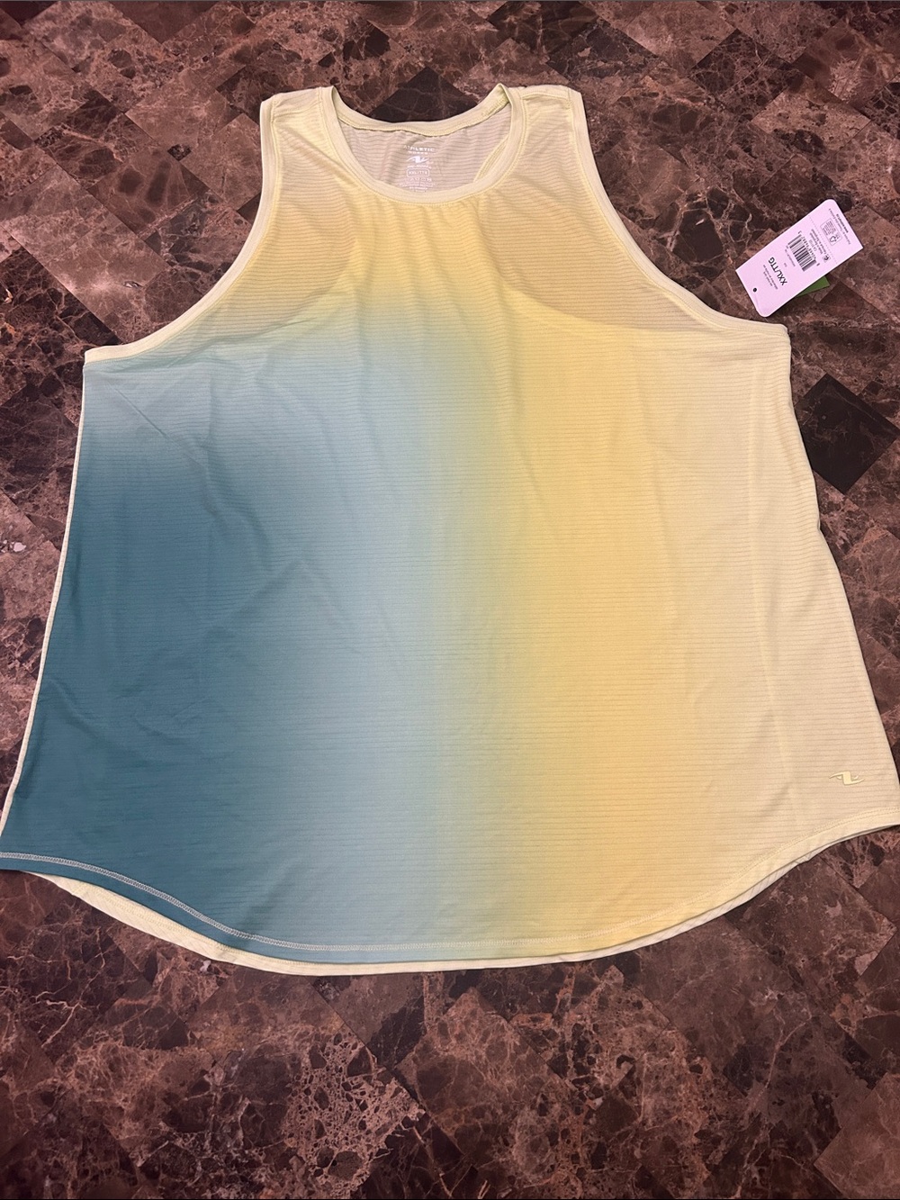 NWT 🆕 Athletic Works Women’s Ombre Workout Tank Top - Yellow to Teal XXL